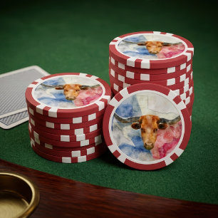 Lot De Jeton De Poker Art d'impression à l'aquarelle représentant une va