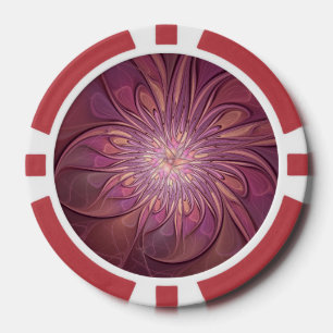 Lot De Jeton De Poker Art floral fractal moderne abstrait Couleurs de ba