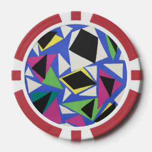 Lot De Jeton De Poker Art géométrique abstrait découpé bleu de Matisse