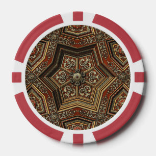 Lot De Jeton De Poker Art géométrique Renaissance orné doré vintage