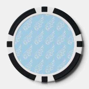 Lot De Jeton De Poker Art Nouveau motif bleu clair