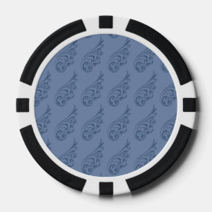 Lot De Jeton De Poker Art nouveau motif bleu clair 2