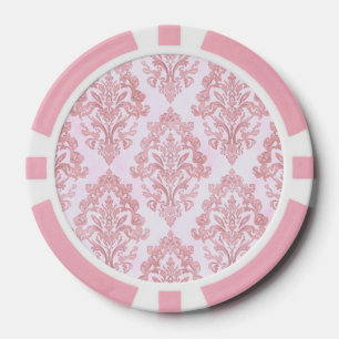 Lot De Jeton De Poker Assez en rose motif damassé victorien aquarelle