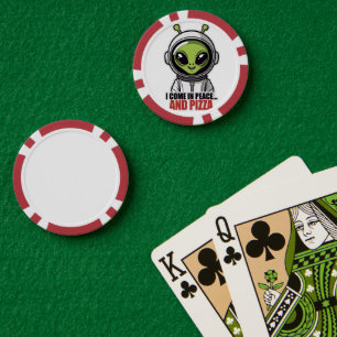 Lot De Jeton De Poker Astronaute Alien Mignon "Je viens en paix et avec