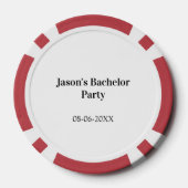 Lot De Jeton De Poker Bachelor party name date simple minimal best man (Verso)