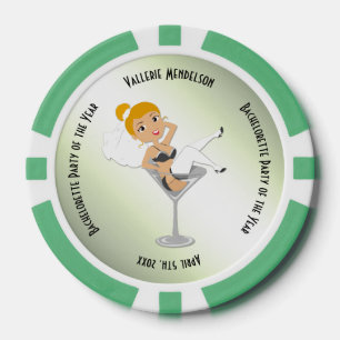 Lot De Jeton De Poker Bachelorette verte de l'année Memento