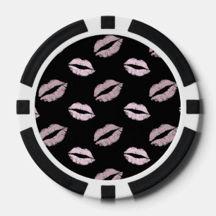 Lot De Jeton De Poker Baisers Rose Argenté