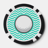 Lot De Jeton De Poker Bal de golf; Aqua Green Chevron (Verso)