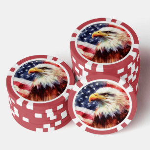 Lot De Jeton De Poker Bald Eagle avec drapeau des États-Unis d'Amérique