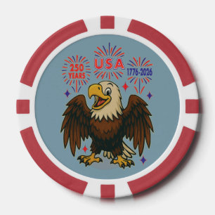 Lot De Jeton De Poker Bald Eagle avec Fireworks - USA 250 ans 1776-2026