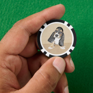 Lot De Jeton De Poker Basset Hound Peinture Chiot - Art Chien original