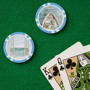 Lot De Jeton De Poker Bateau océan calme sérénité