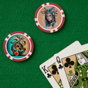 Lot De Jeton De Poker Beauté Tribale à l'Aquarelle : Esprit de l'Art Boh