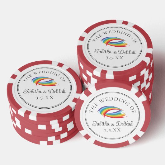 Lot De Jeton De Poker Beautiful Rainbow Wedding Personalized (Empiler)