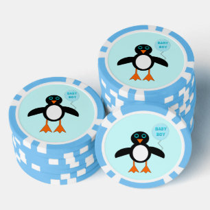 Lot De Jeton De Poker Bébé Bleu mignon Pingouin Garçon