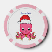 Lot De Jeton De Poker Belle pieuvre joyeuse en casquette de Noël (Verso)