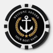 Lot De Jeton De Poker Bienvenue à bord du bateau Nom Ancre nautique Gold (Recto)
