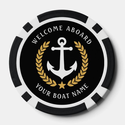 Lot De Jeton De Poker Bienvenue à bord du bateau Nom Ancre nautique Gold (Verso)