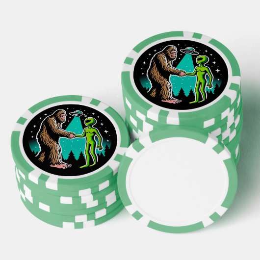 Lot De Jeton De Poker Bigfoot rencontre un Alien (Empiler)