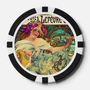 Lot De Jeton De Poker Biscuits Lefevre-Utile par Alphonse Mucha (1896)