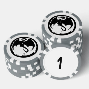 Lot De Jeton De Poker Black Dragon blanc gris 1 puce de poker rayé