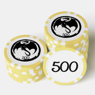 Lot De Jeton De Poker Black Dragon blanc jaune 500 puce de poker rayé