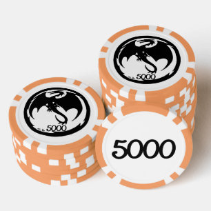 Lot De Jeton De Poker Black Dragon blanc orange 5000 puce de poker rayé