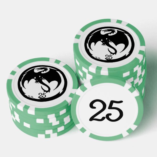 Lot De Jeton De Poker Black Dragon blanc vert 25 puce de poker rayé (Empiler)