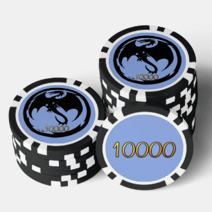 Lot De Jeton De Poker Black Dragon bleu or noir 10K bande puce de poker