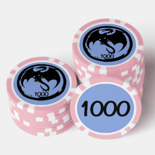 Lot De Jeton De Poker Black Dragon bleu rose 1000 puce de poker rayé