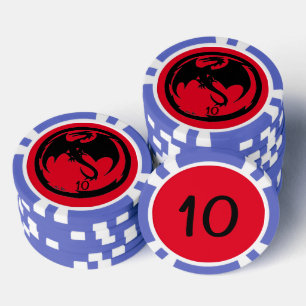 Lot De Jeton De Poker Black Dragon rouge bleu 10 puce de poker rayé