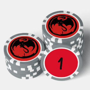 Lot De Jeton De Poker Black Dragon rouge gris 1 puce de poker rayé