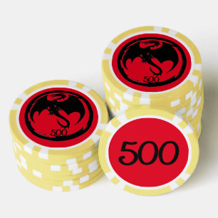 Lot De Jeton De Poker Black Dragon rouge jaune 500 puce de poker rayé