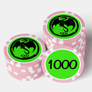 Lot De Jeton De Poker Black Dragon vert rose 1000 puce de poker rayé