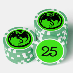 Lot De Jeton De Poker Black Dragon vert vert 25 puce de poker rayé