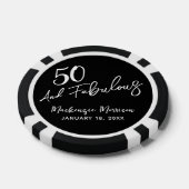 Lot De Jeton De Poker Black Fifty and Fabulous Script Birthday Party (Simple)