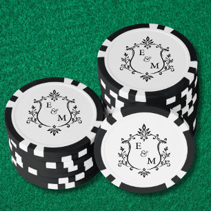 Lot De Jeton De Poker Blason de mariage élégant monogramme