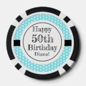 Lot De Jeton De Poker Bleu et blanc 50e anniversaire Pois (Verso)