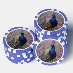 Lot De Jeton De Poker Bleu Royal : Paon Bleu Dans Champ De Lavande