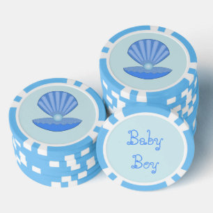 Lot De Jeton De Poker Blue Baby Boy Coquille d'huîtres et Pearl Custom