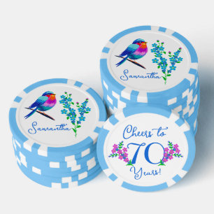 Lot De Jeton De Poker Blue Birdie Oubliez-moi pas de fleurs 70e annivers