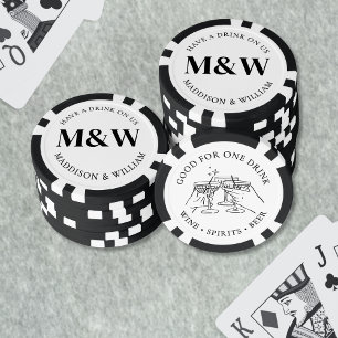 Lot De Jeton De Poker Boisson de mariage noir blanc