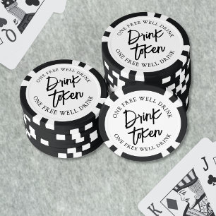 Lot De Jeton De Poker Boisson de mariage noir blanc Cocktail