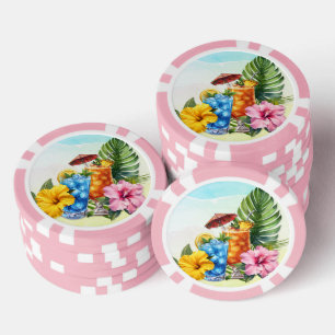 Lot De Jeton De Poker Boissons tropicales et fleurs