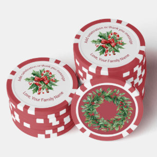 Lot De Jeton De Poker Bonbons de Noël Canne Mistletoe Texte personnalisé