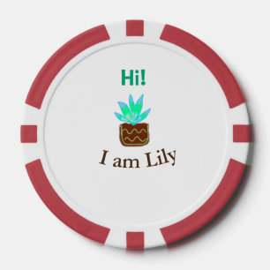 Lot De Jeton De Poker Bonjour Je suis Lily cactus succulent ajouter nom