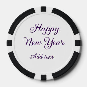 Lot De Jeton De Poker Bonne année calligraphie violette simple minimalis