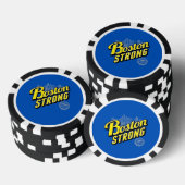 Lot De Jeton De Poker Boston Strong sur un décor bleu (Empiler)
