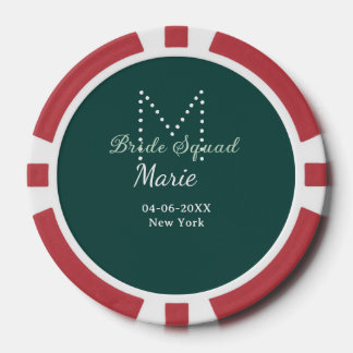 Lot De Jeton De Poker Bride squad add name monogram bridesmaid blue