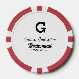 Lot De Jeton De Poker Bridesmaid ajouter nom monogramme simple minimal m